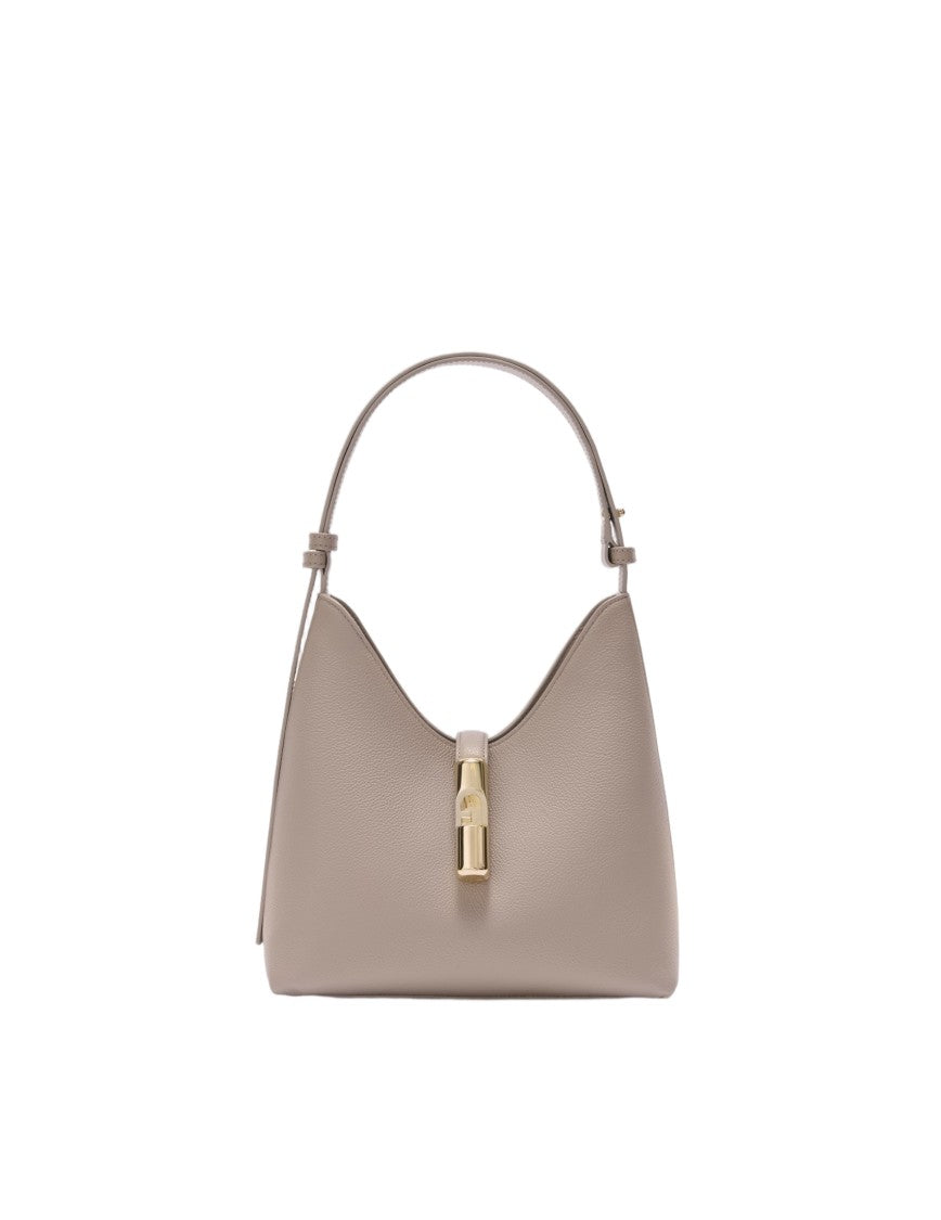 Furla Structured Hobo Bag In Smooth Linen Calfskin Leather