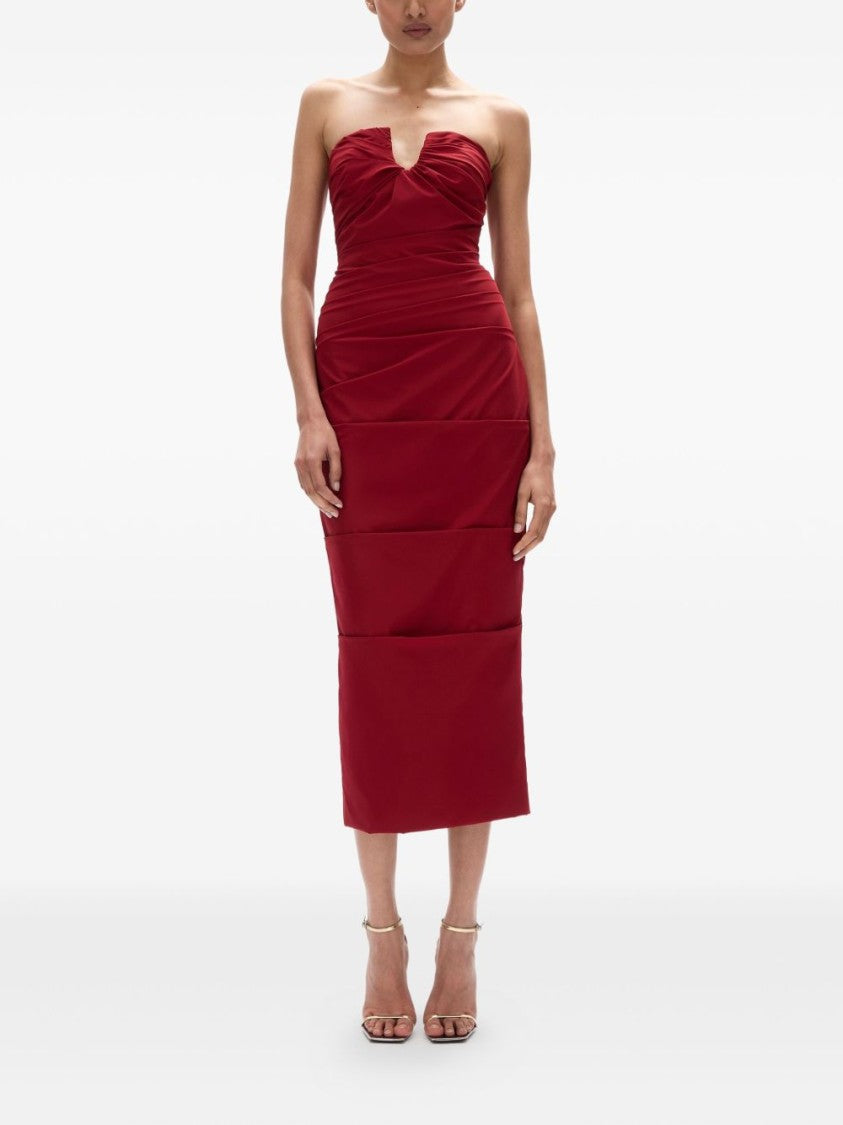 Rachel Gilbert Bordeaux Strapless Dress