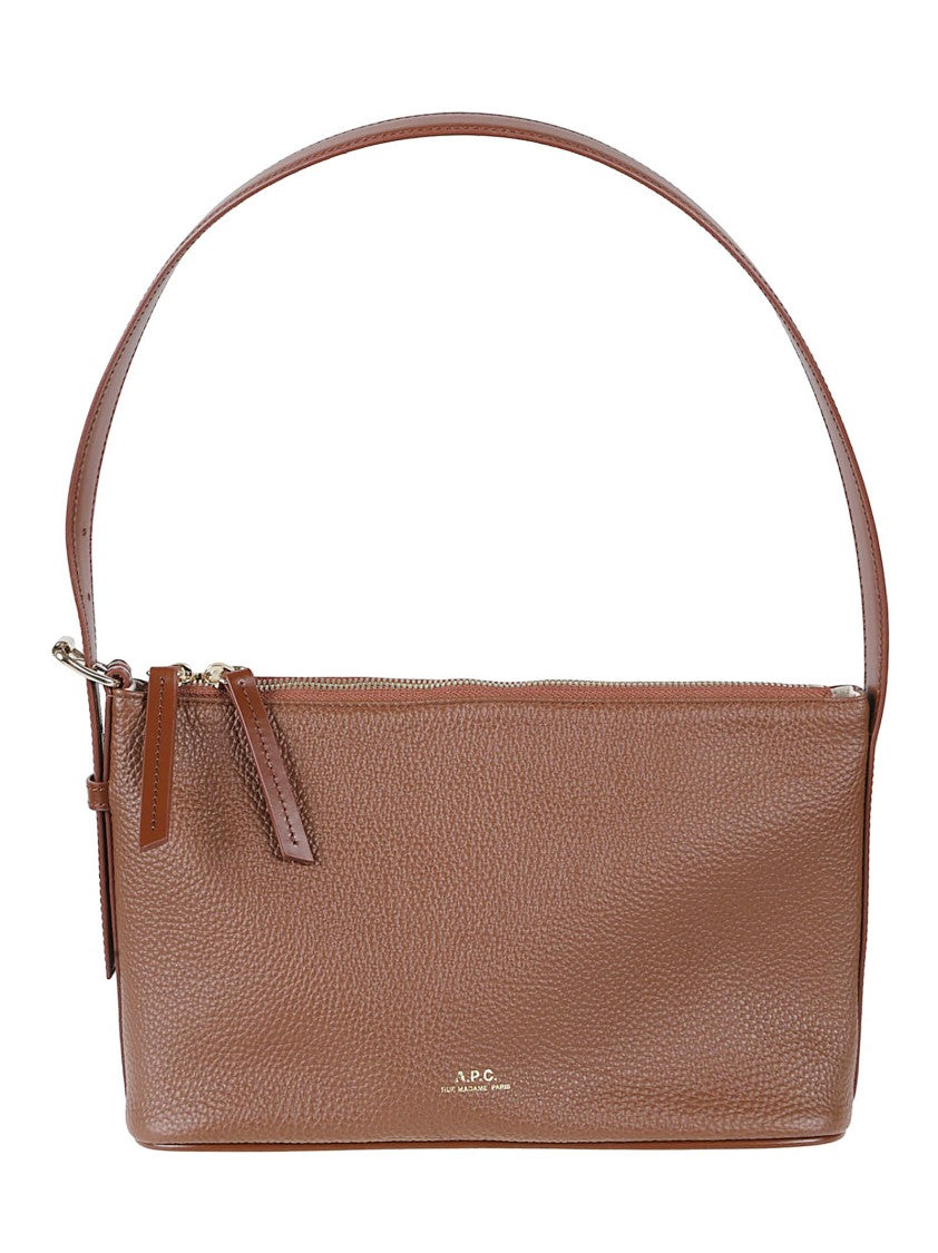 A.P.C. Black Pebbled Leather Zip Shoulder Bag