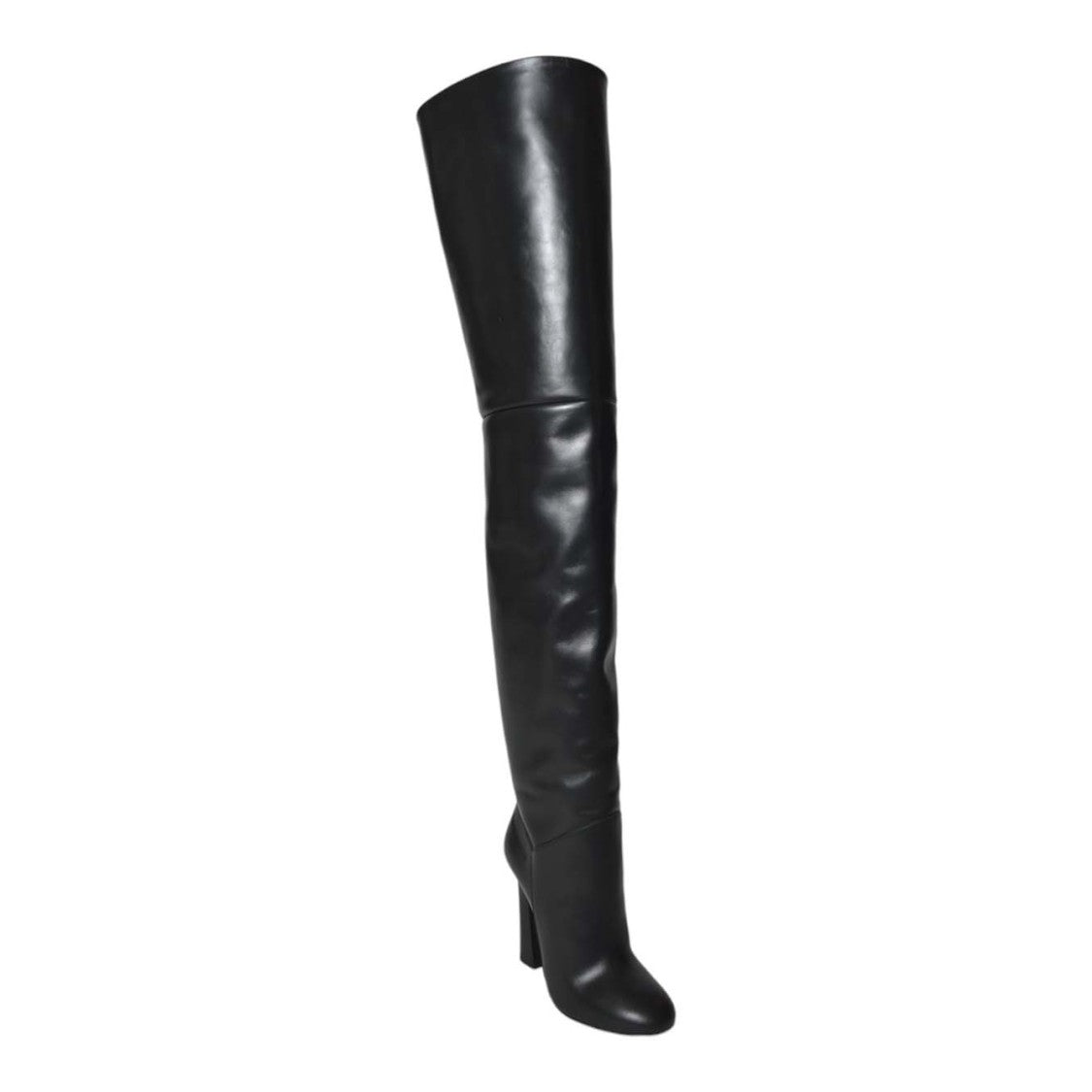 Dsquared2 Over-The-Knee Black Leather Boots With Block Heel