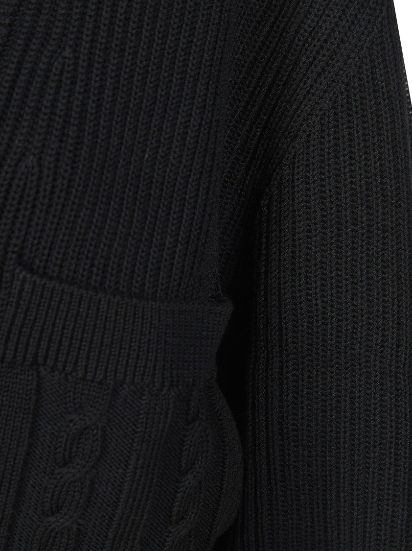 Victoria Beckham Ribbed Knit Deep V-Neck Cardigan