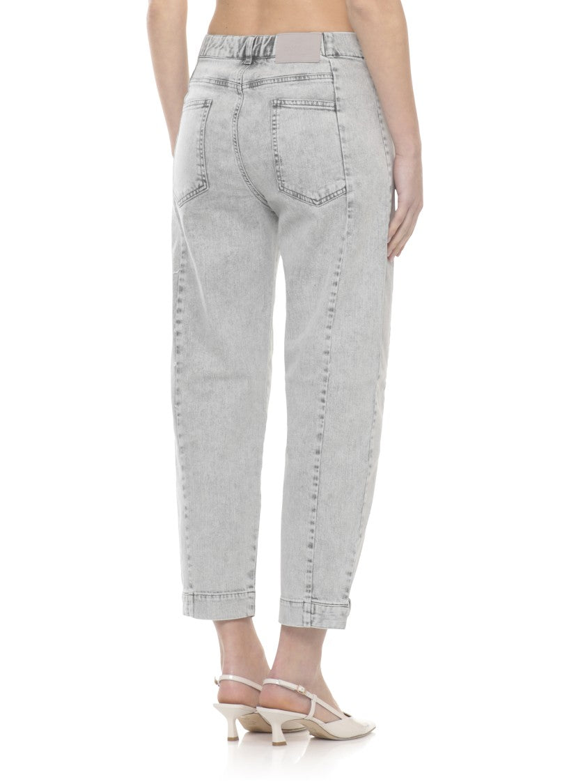 Panicale Grey Cotton Straight-Leg Jeans