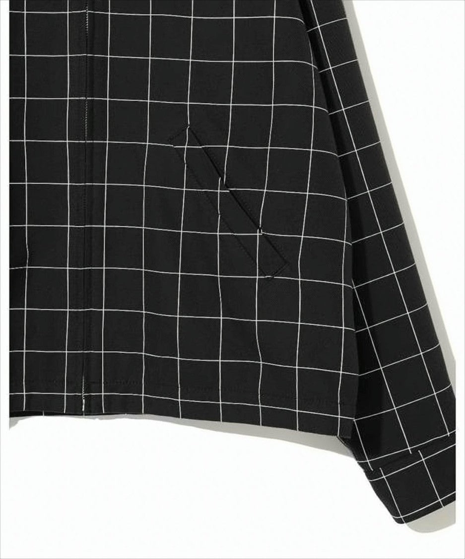 Undercover Grid Pattern Black Jacket With Zipper Closure And Printed Detail