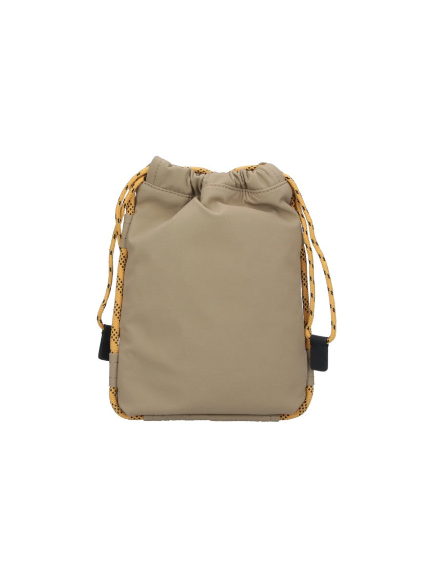 Moncler Grenoble Beige Makaio Drawstring Fabric Shoulder Bag