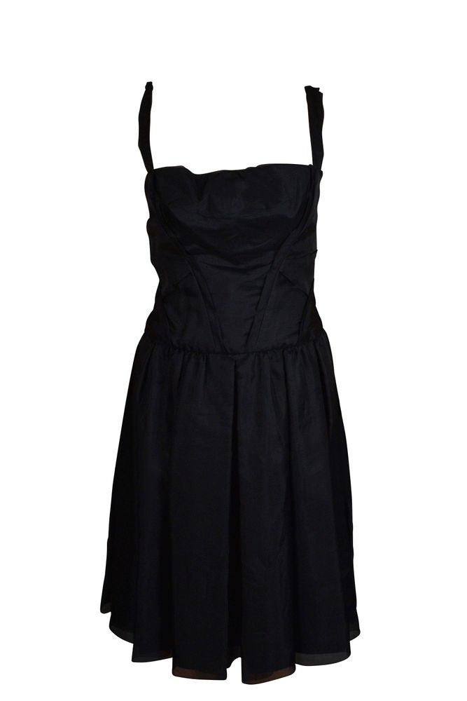 Dolce & Gabbana Pleated Silk Dress With Fitted Bodice