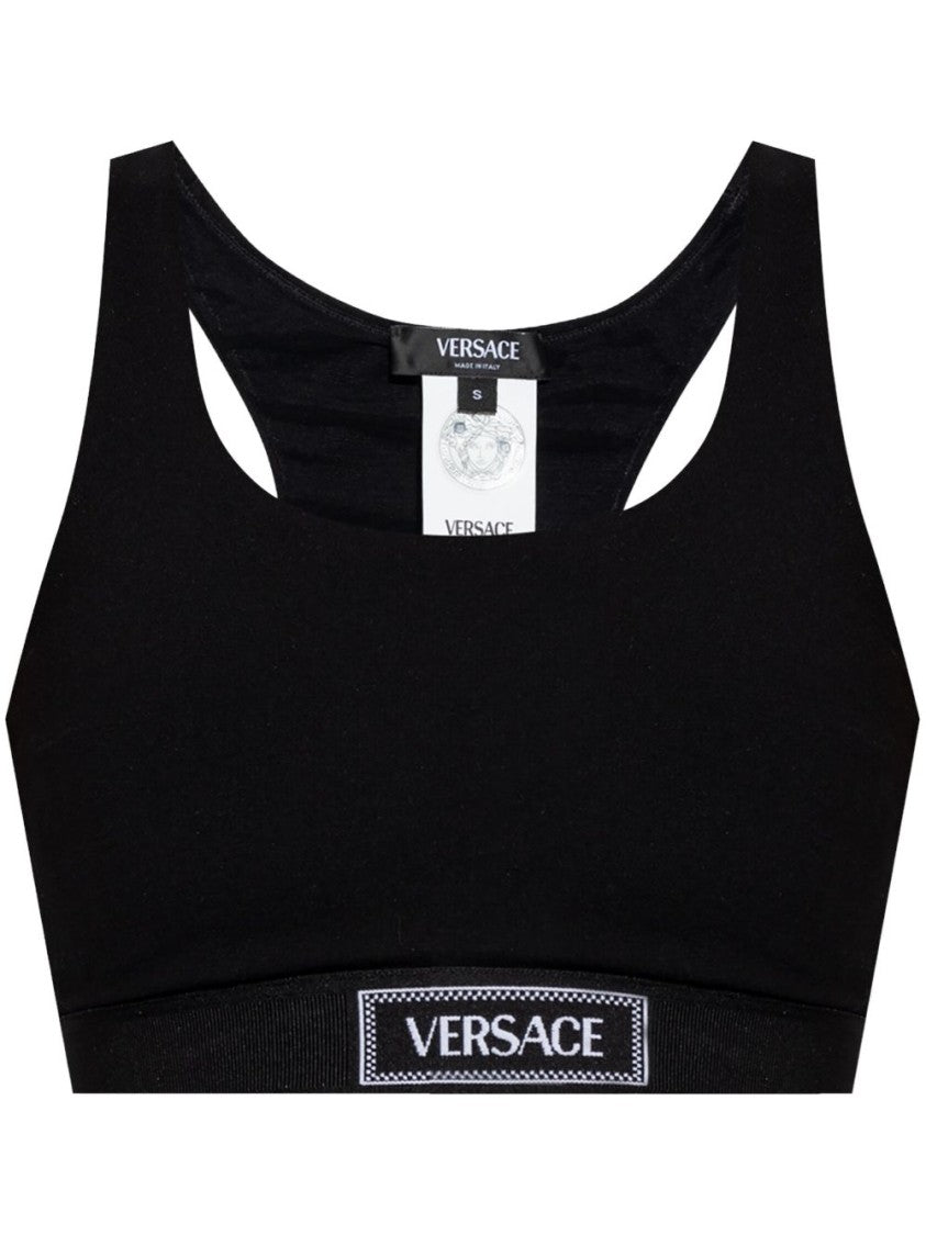 Versace Racerback Sports Bra With Logo Patch
