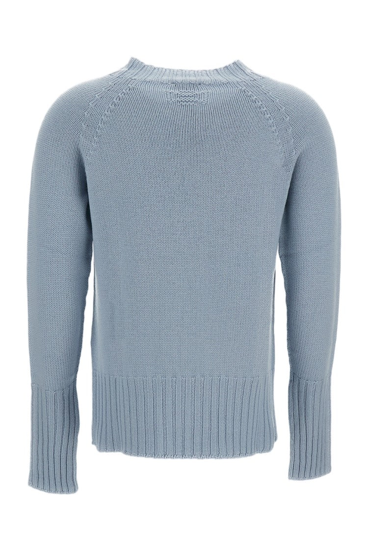 Drumohr Light Blue Raglan Merino Wool Mock-Neck Sweater
