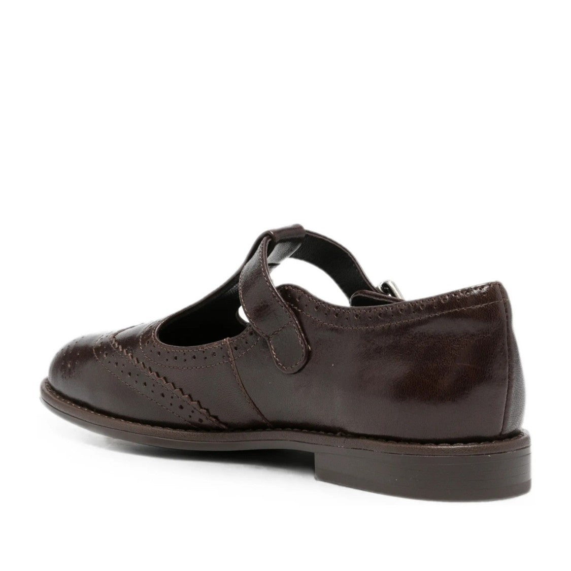 Adrianna Feretti Brown T-Strap Leather Loafers
