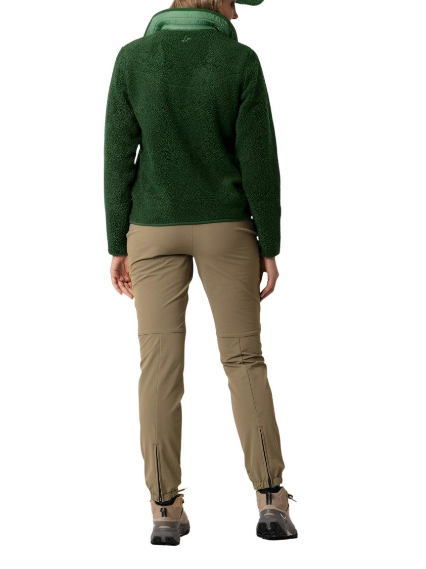 Lamunt Sabine High-Collar Snap-Button Fleece Cardigan