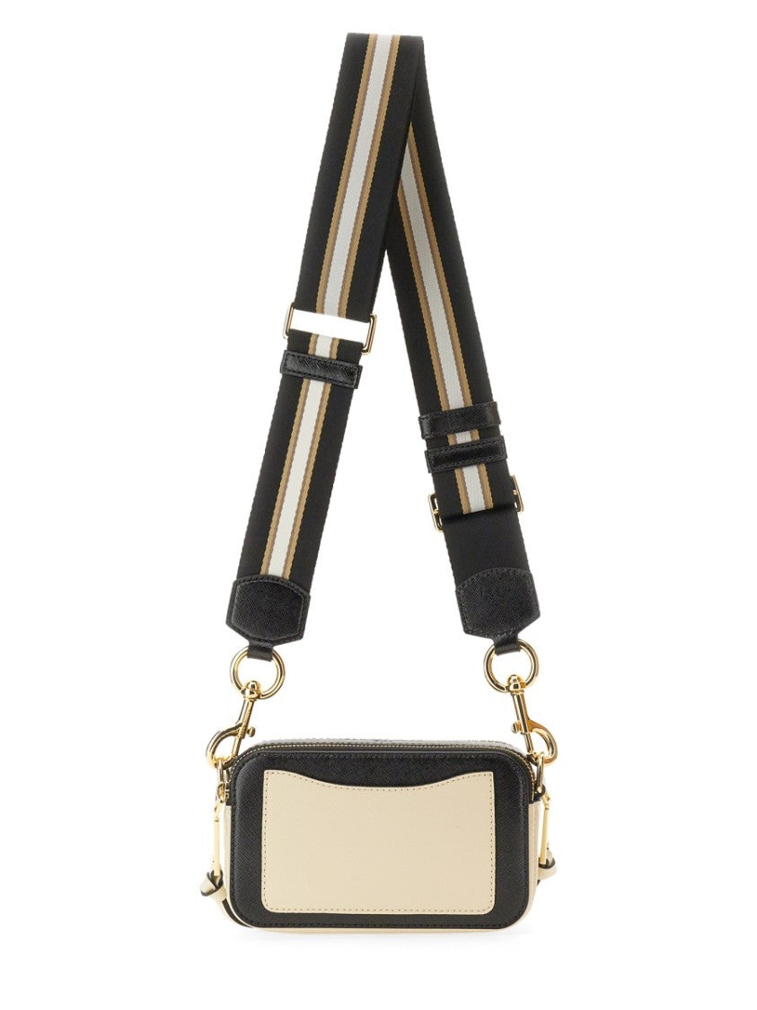 Marc Jacobs Compact Light Beige Crossbody Bag With Gold-Tone Logo