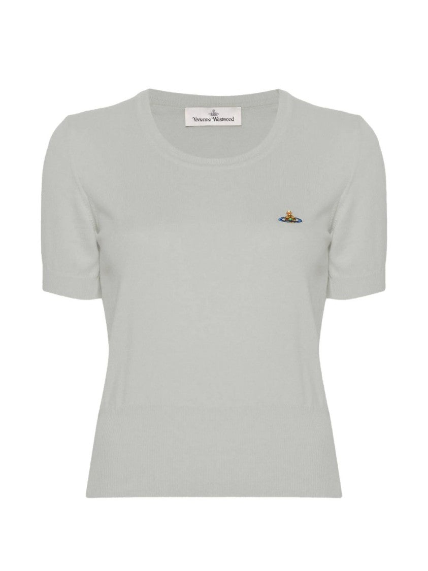 Vivienne Westwood Grey Short Sleeve Orb Embroidery Top