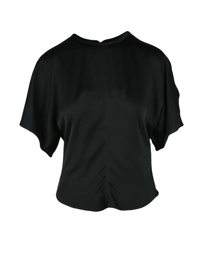 Isabel Marant Black Viscose-Blend Satin Blouse