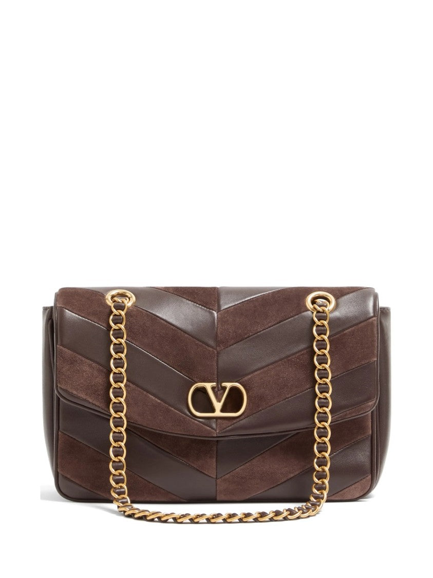 Valentino Djuna Medium Chevron Suede Shoulder Bag