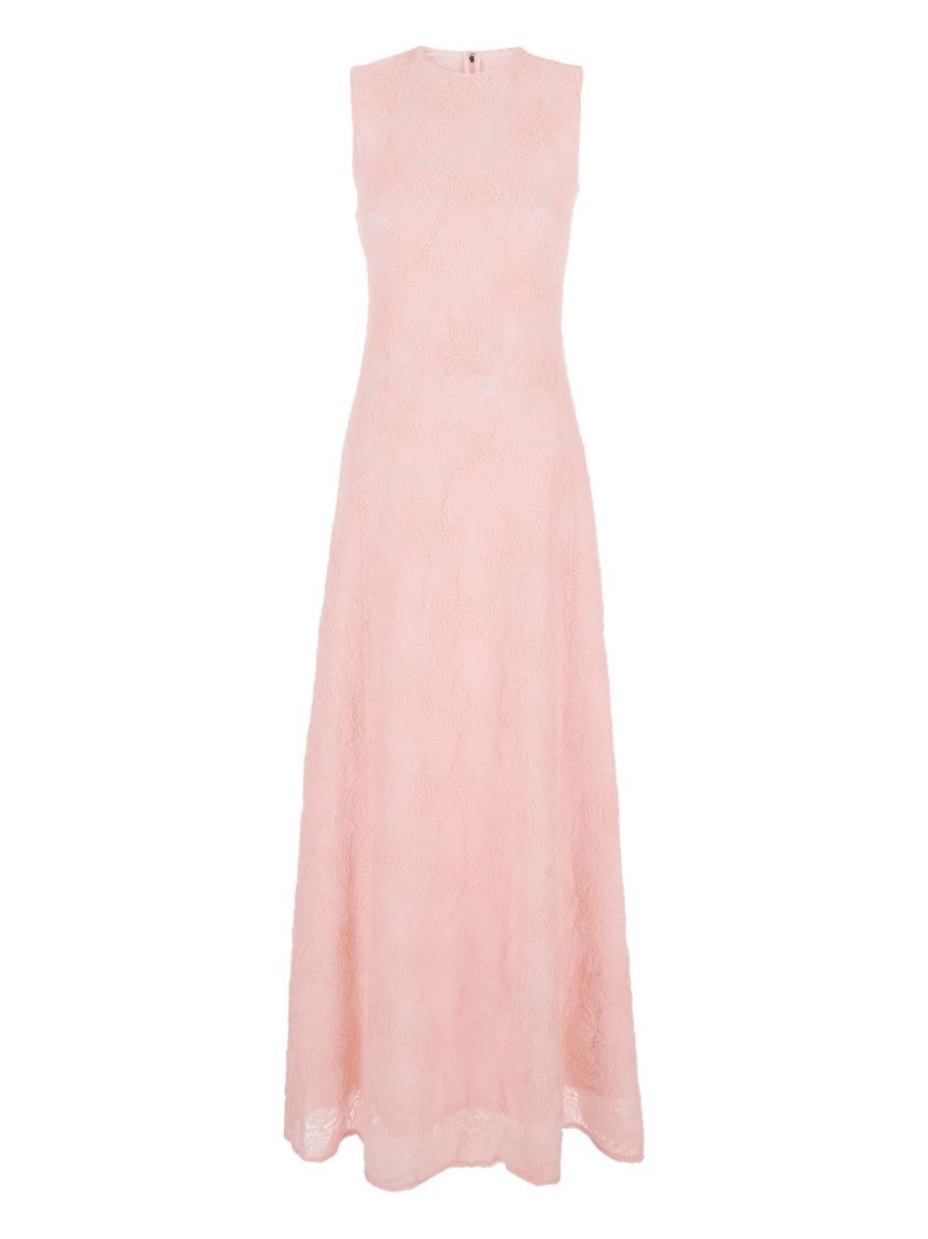 Rotate Floral Embroidered Pink Midi Dress