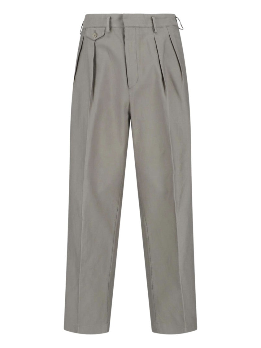 Kaptain Sunshine Grey Riviera Straight-Leg Pleated Trousers