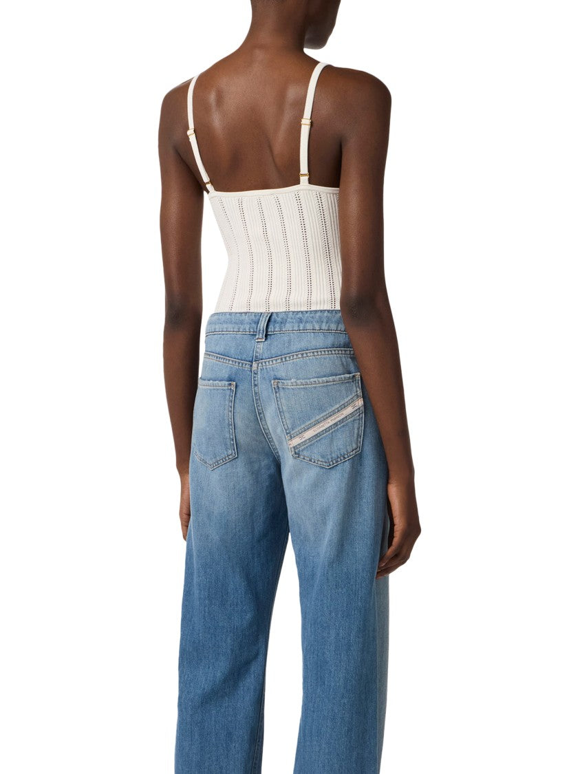 Elisabetta Franchi High-Waisted Flared Jeans With Distinctive Zipper Detail