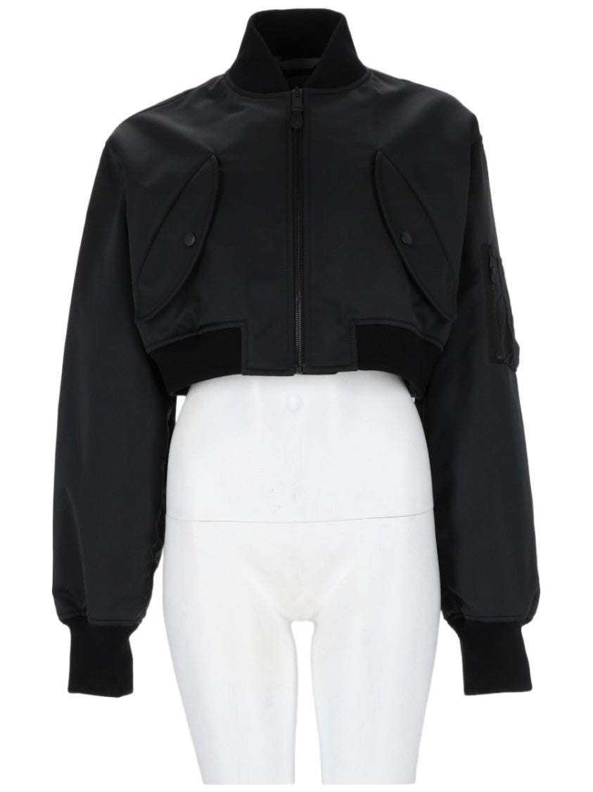 Balenciaga Cropped Bomber Jacket With Front Zip Closure
