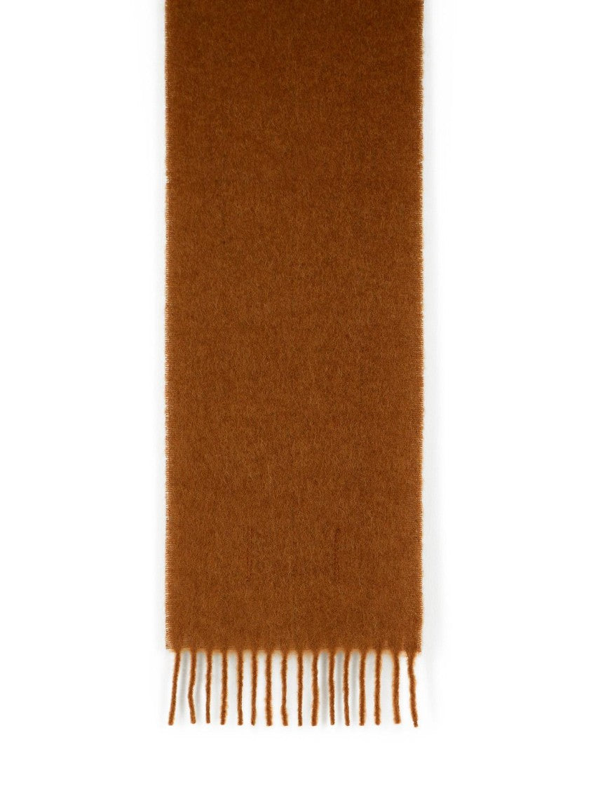 Marni Brown Brushed Alpaca Blend Scarf With Fringes