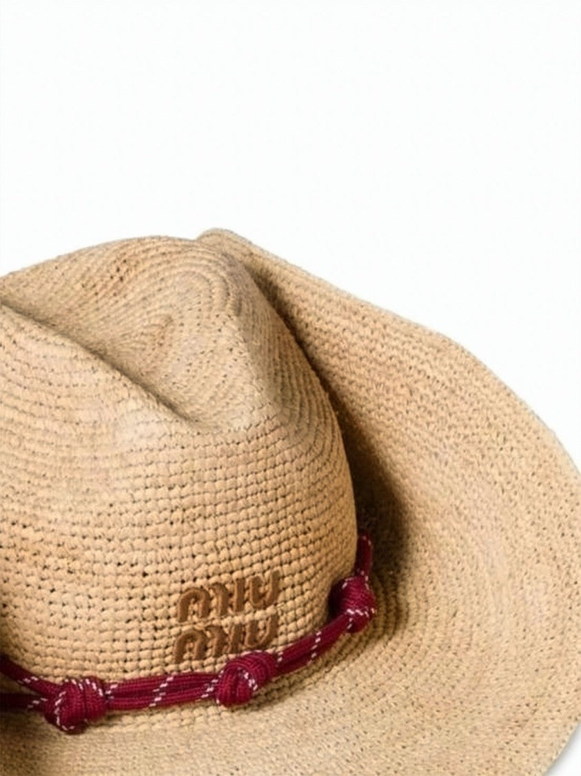 Miu Miu Natural Beige Raffia Bucket Hat