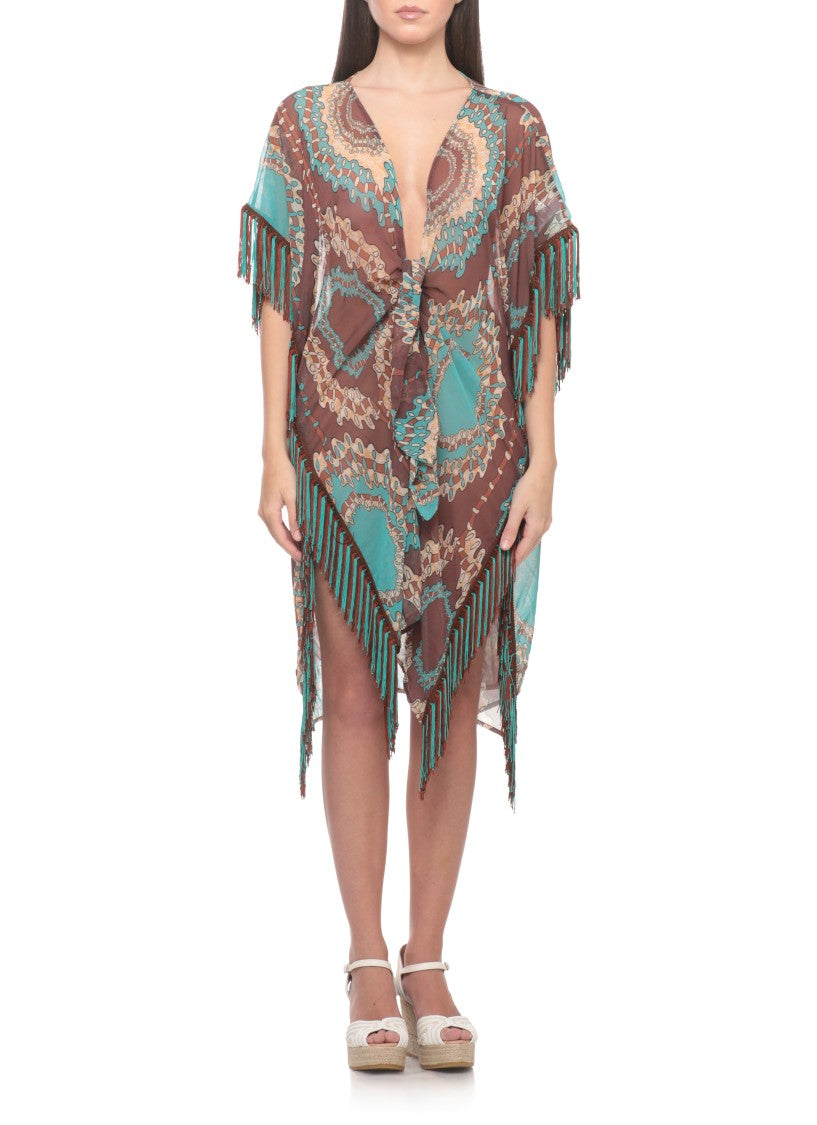 Miss Bikini Brown Fringes Pattern Kaftan
