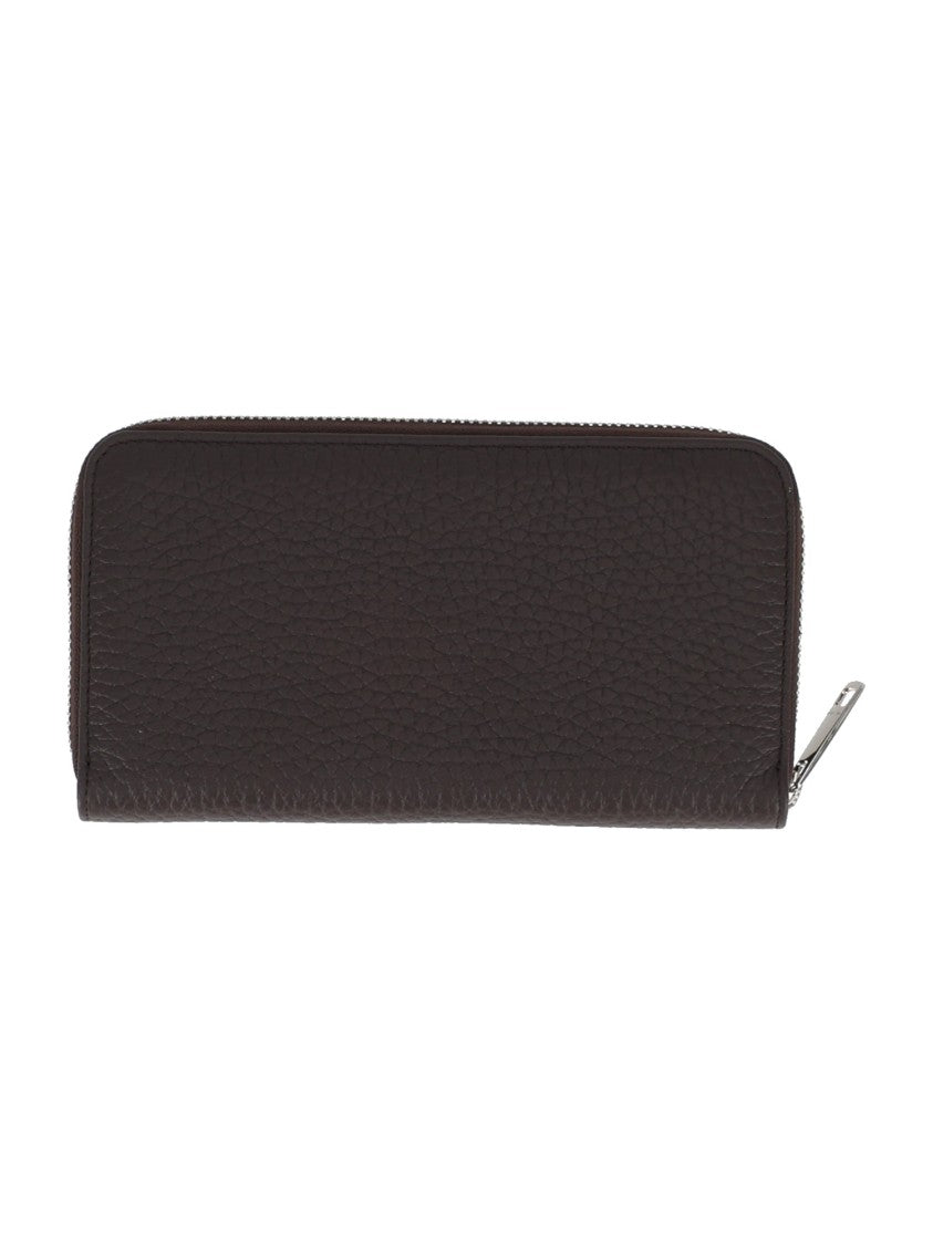 Claudio Orciani Brown Zip Around Soft Textured Calf Leather Wallet