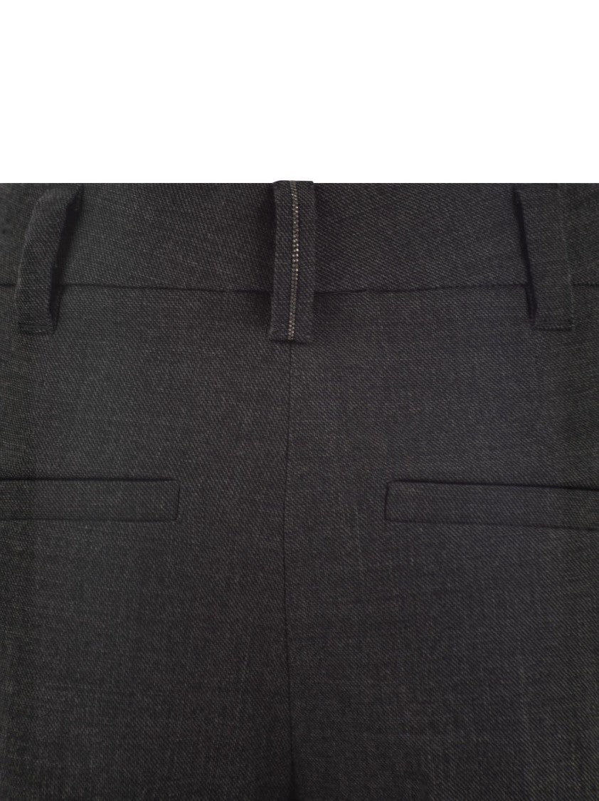 Brunello Cucinelli Stretch Virgin Wool Cigarette Trousers With Jewellery