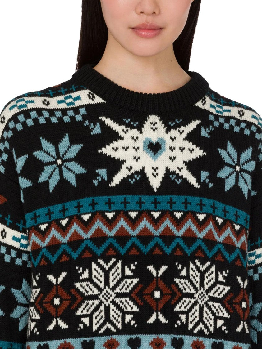 Moschino Fitted White Long-Sleeved Sweater With Minimalist Logo Detail