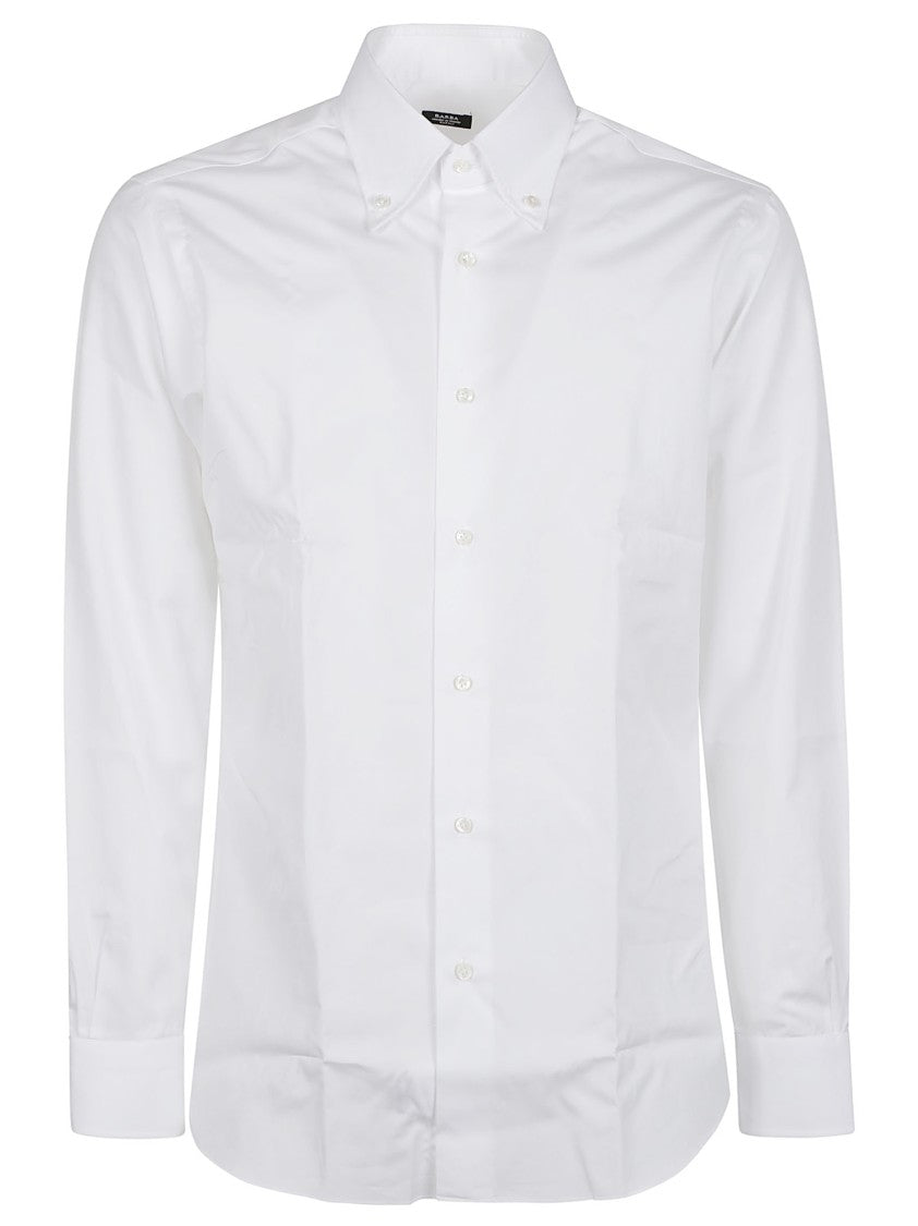 Barba Napoli Long Sleeve Neck Crisp White Button-Down Shirt