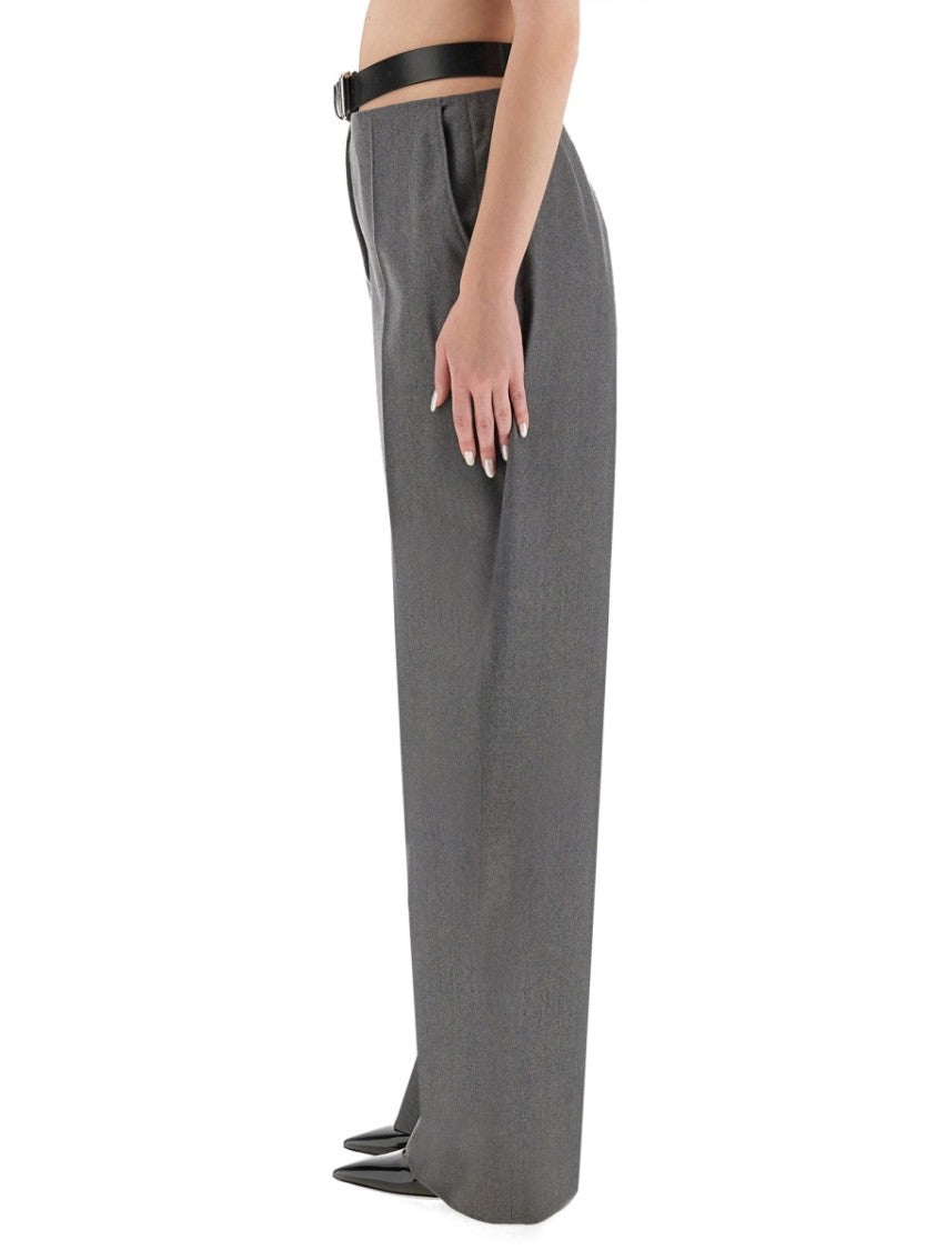 Stella Mccartney Tailored Straight-Leg Flannel Pants With Belt