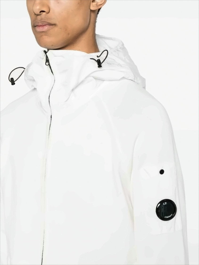 C.P. Company Minimalist White Casual Jacket With Hood And Logo Patch