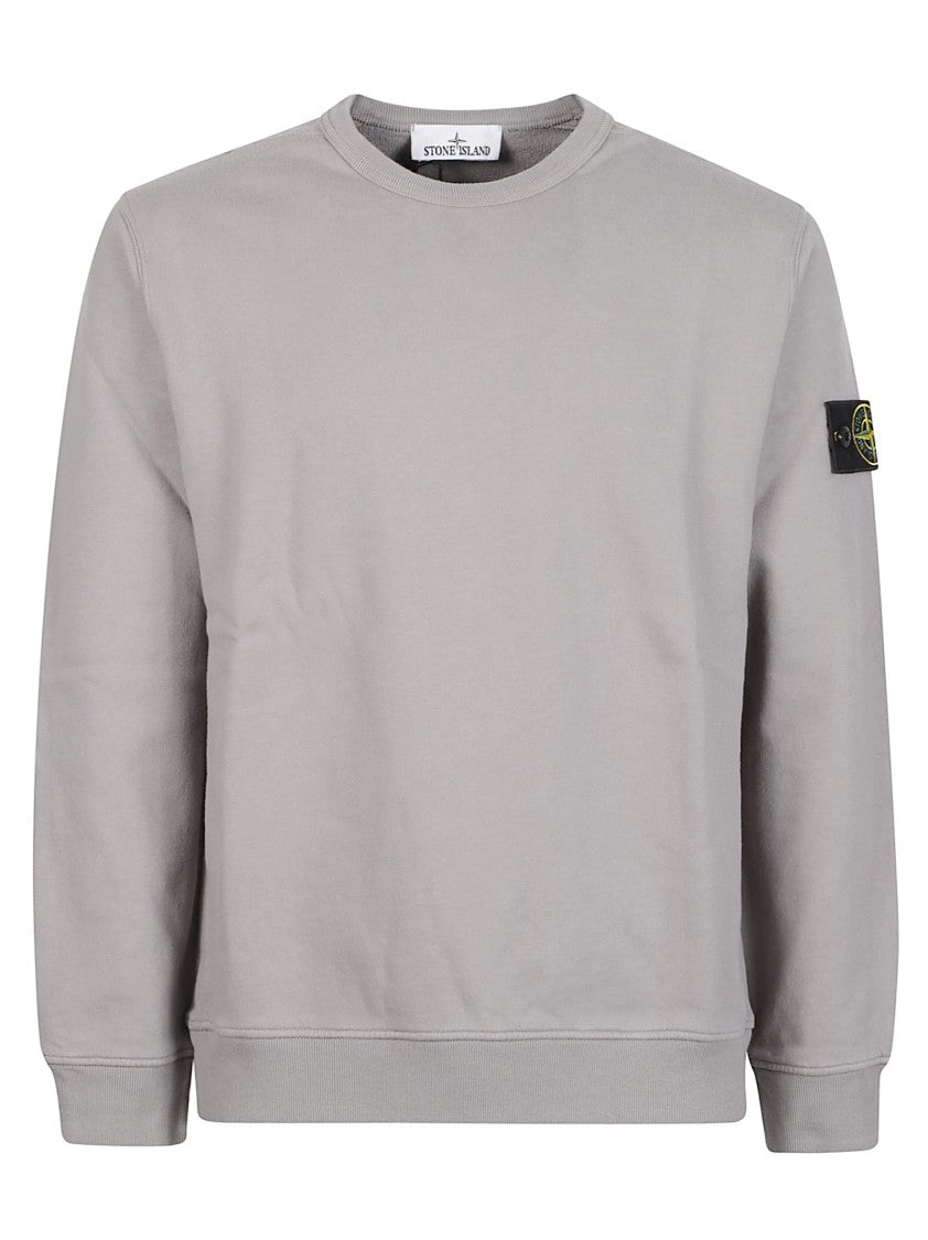 Stone Island Minimalist Light Grey Cotton Sweatshirt