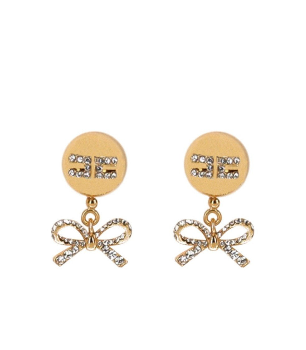 Elisabetta Franchi Gold Pendant Earrings With Bows