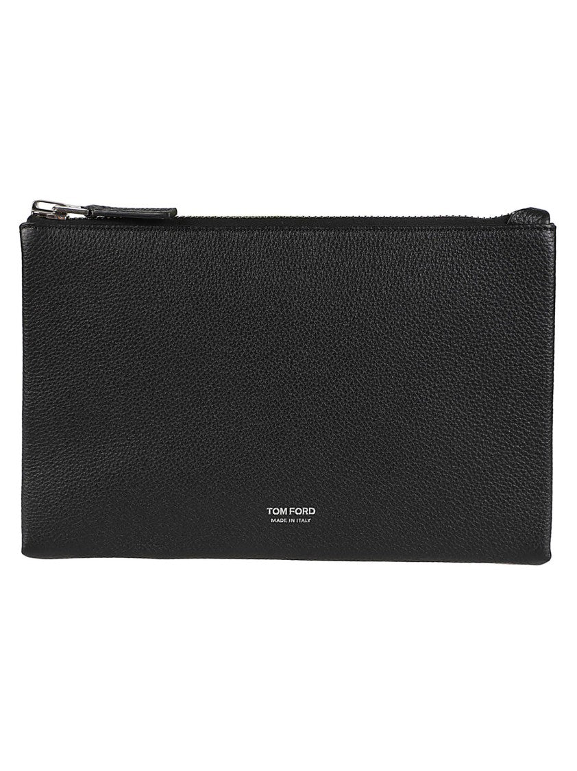 Tom Ford Minimal Line Slim Textured Calf Leather Wrist-Strap Pochette
