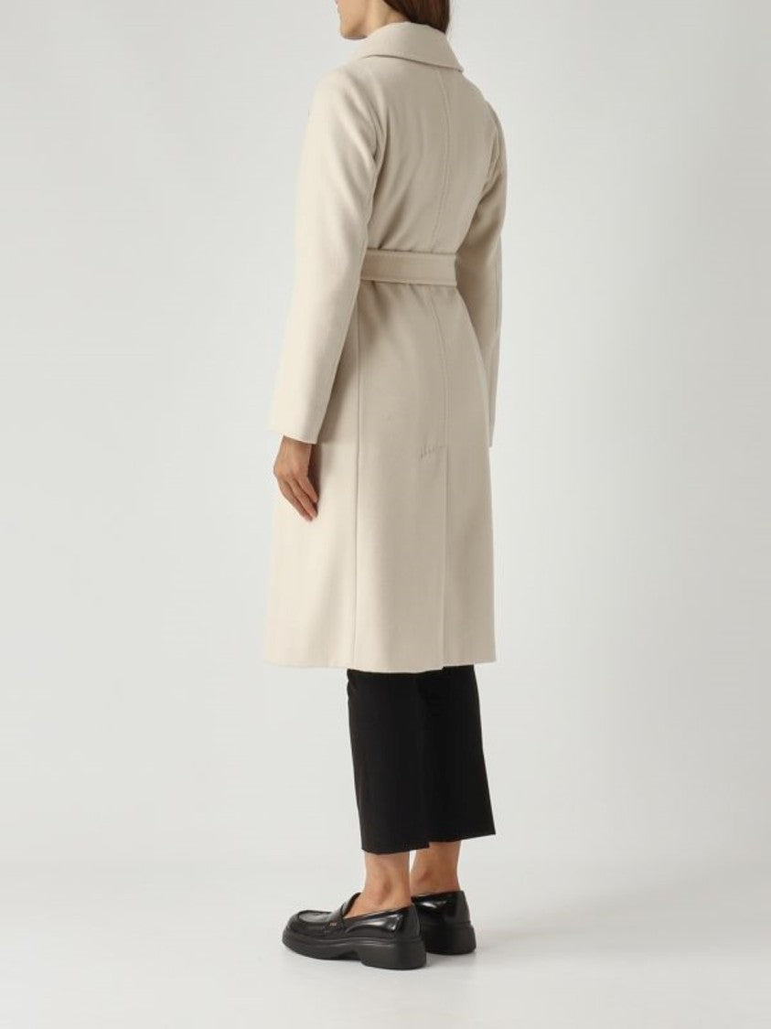 Max Mara Tailored Beige Short Coat With Belted Waist