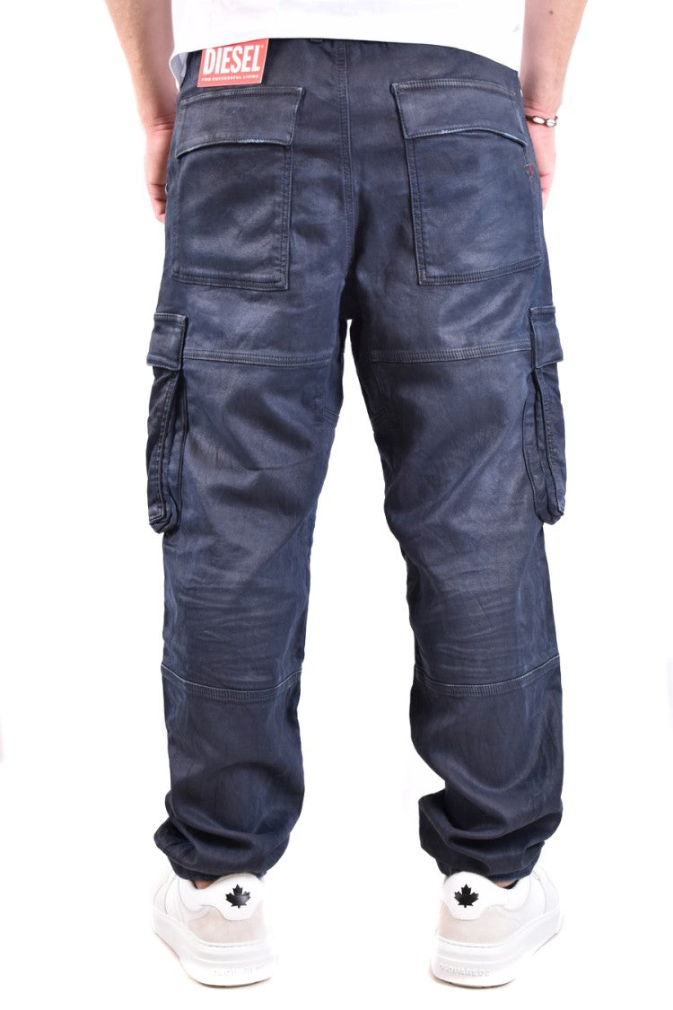 Diesel Cargo Trousers With Elastic Waistband And Tapered Leg