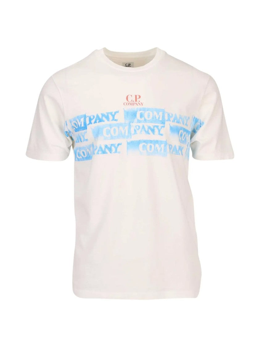 C.P. Company Gauze White Jersey T-Shirt With Iconic Graphic Band
