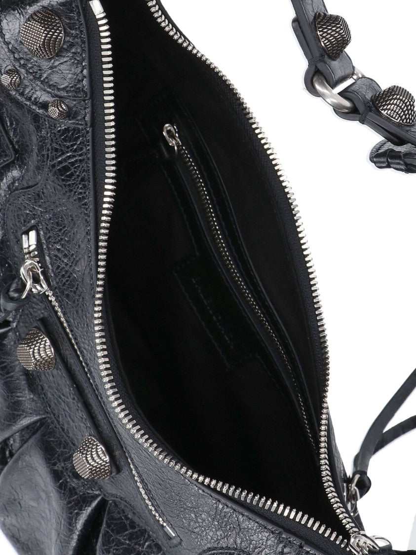 Balenciaga Crinkled Lambskin Leather Handbag With Removable Accessories