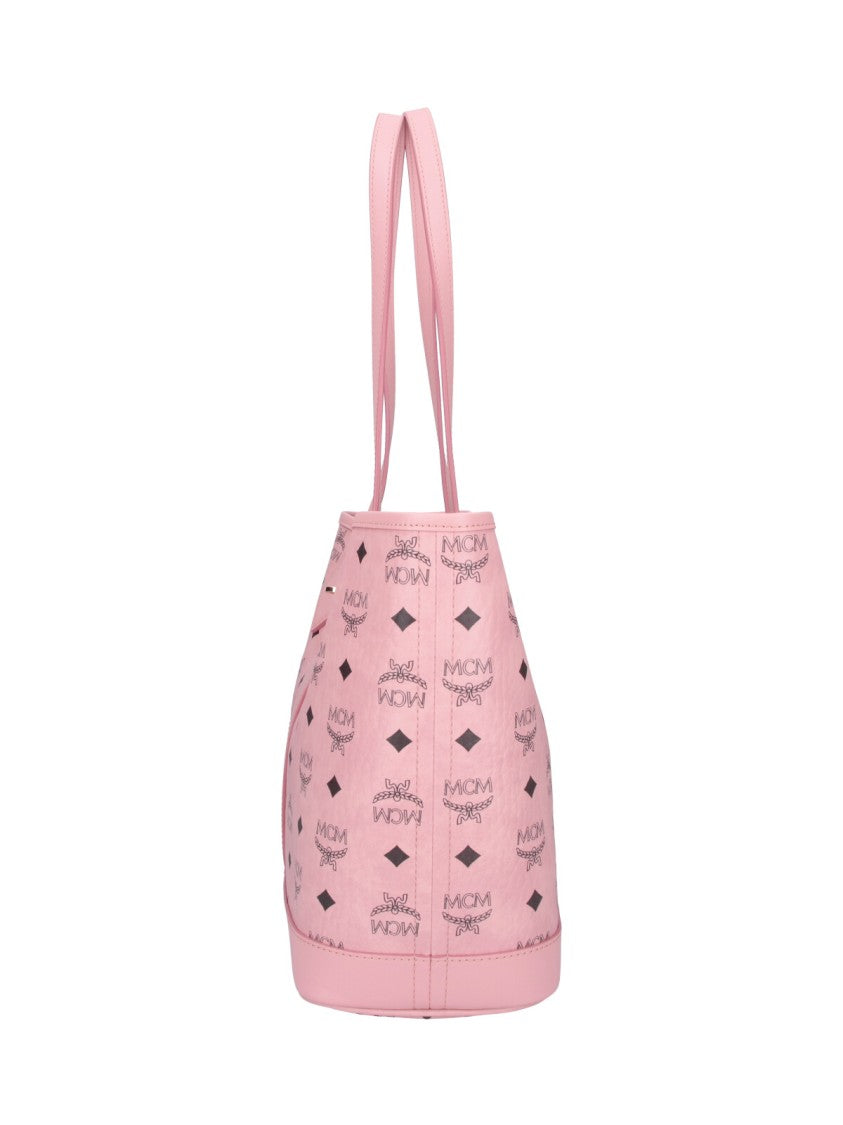 Mcm Pink Liz Visetos Fabric Tote Bag