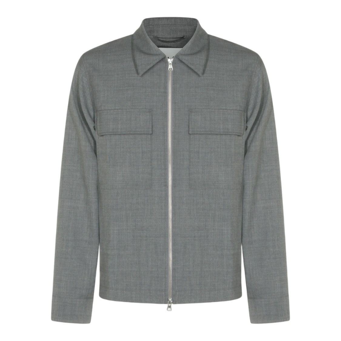 Nn.07 Grey Casual Jacket With Classic Collar And Textured Fabric