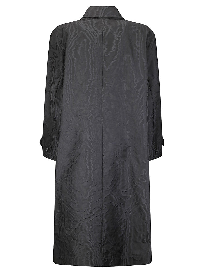 Stefano Mortari Lightweight Black Trench Coat With Embossed Pattern