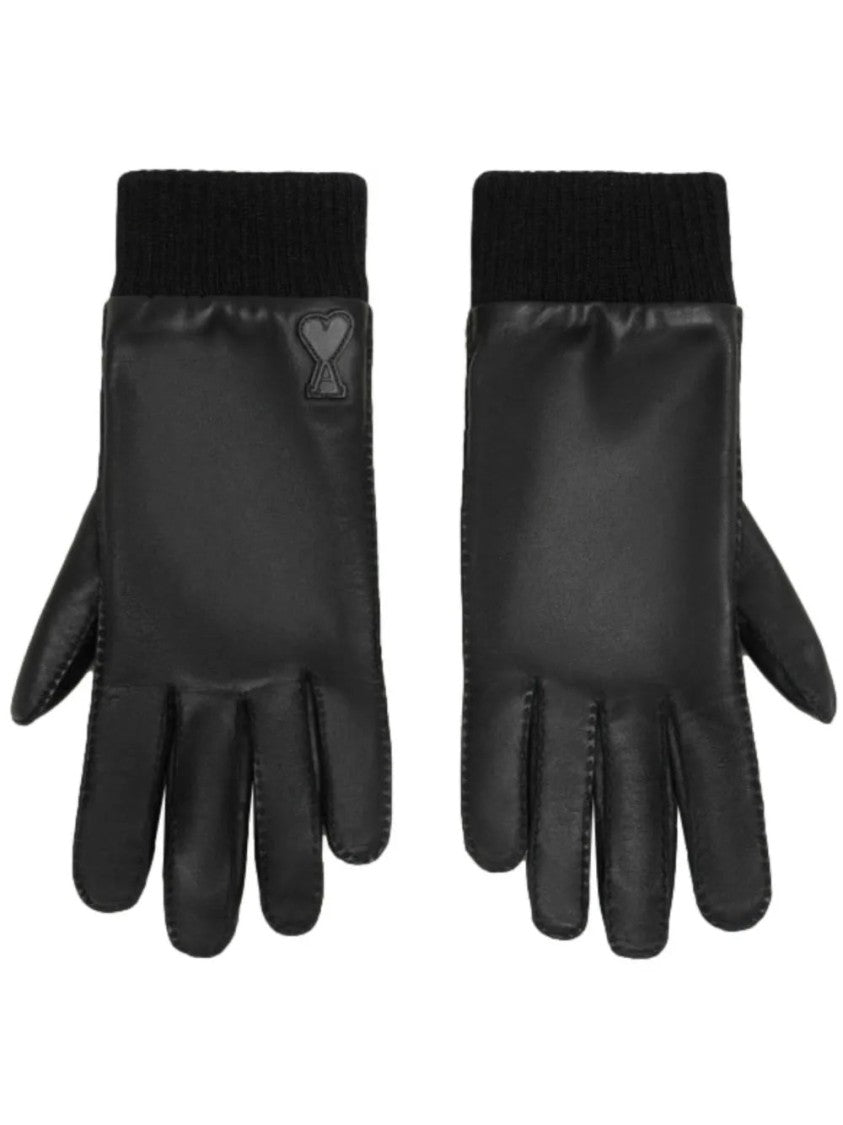 Ami Classic Black Sheep Leather Gloves