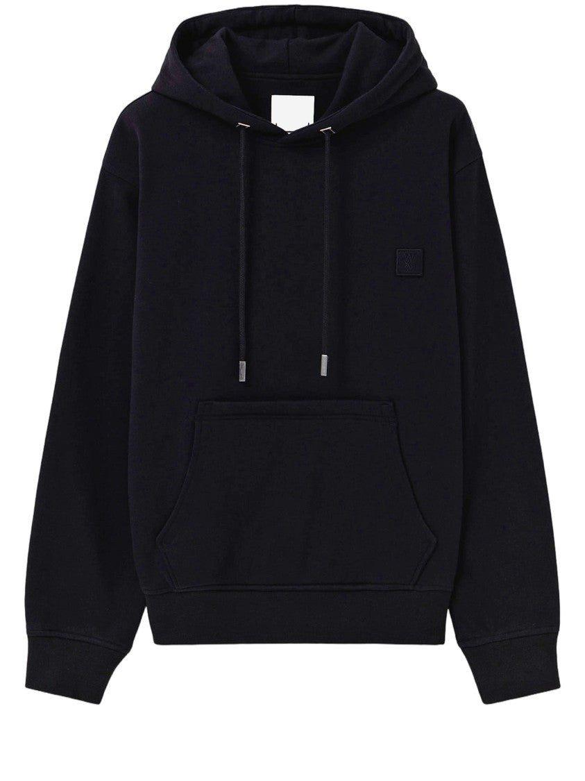 Wooyoungmi Artistic Black Cotton Hoodie With Floral Graphics