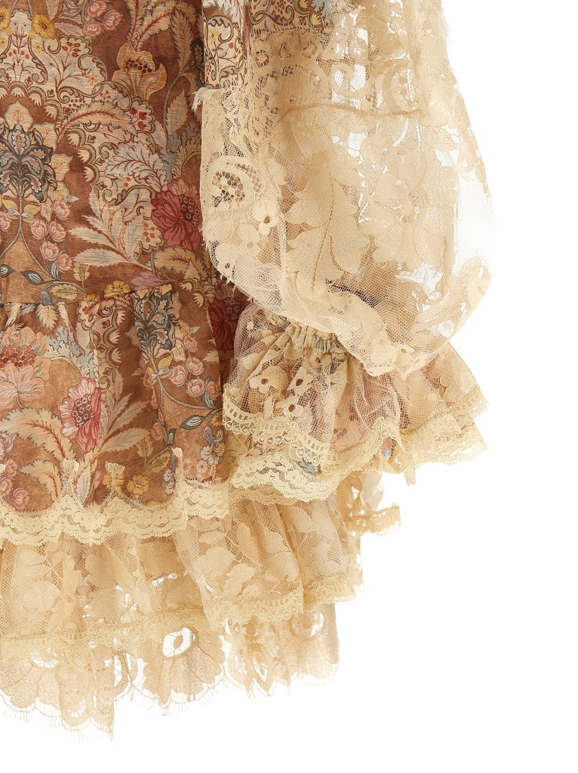 Zimmermann 'Rebellion' Floral Print Silk And Linen Dress