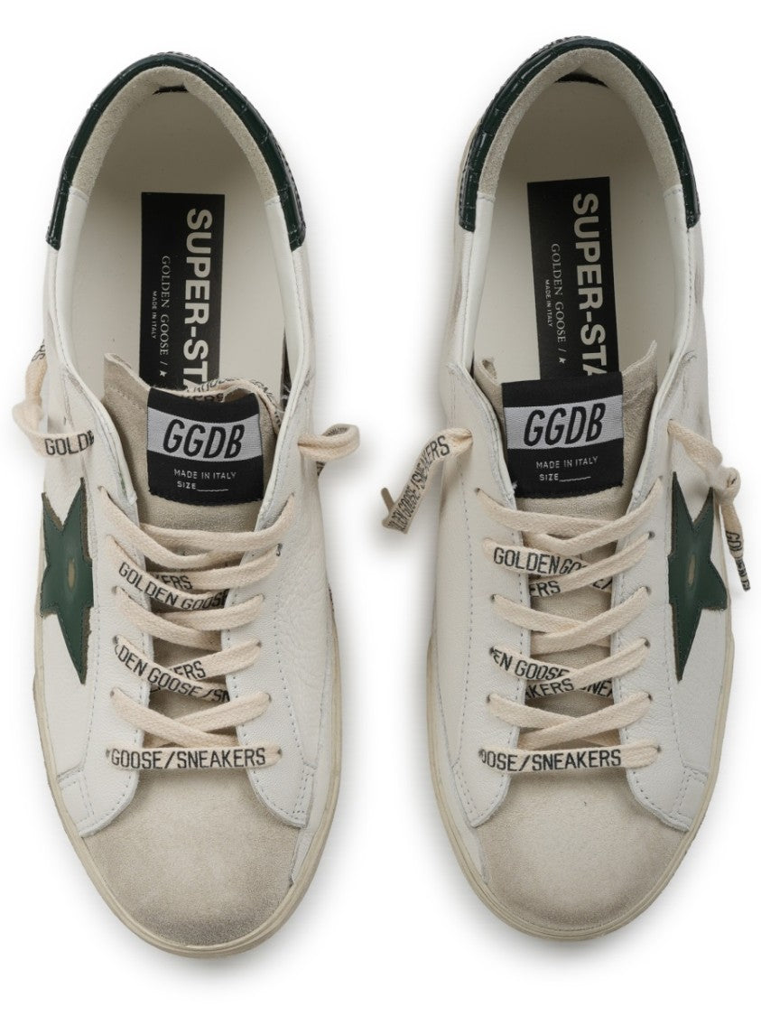 Golden Goose White Dark Green Star Sneakers