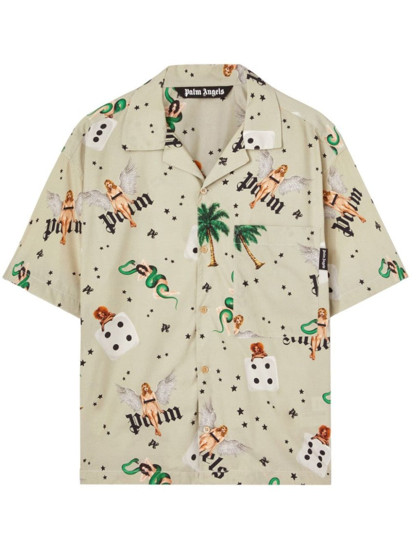 Palm Angels `Pin Up` Short Sleeve Bowling Shirt