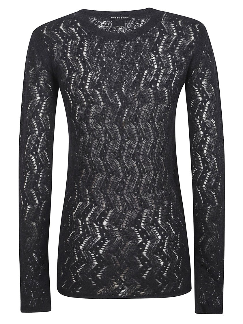 Pinko Lace-Patterned Semi-Sheer Knit Top