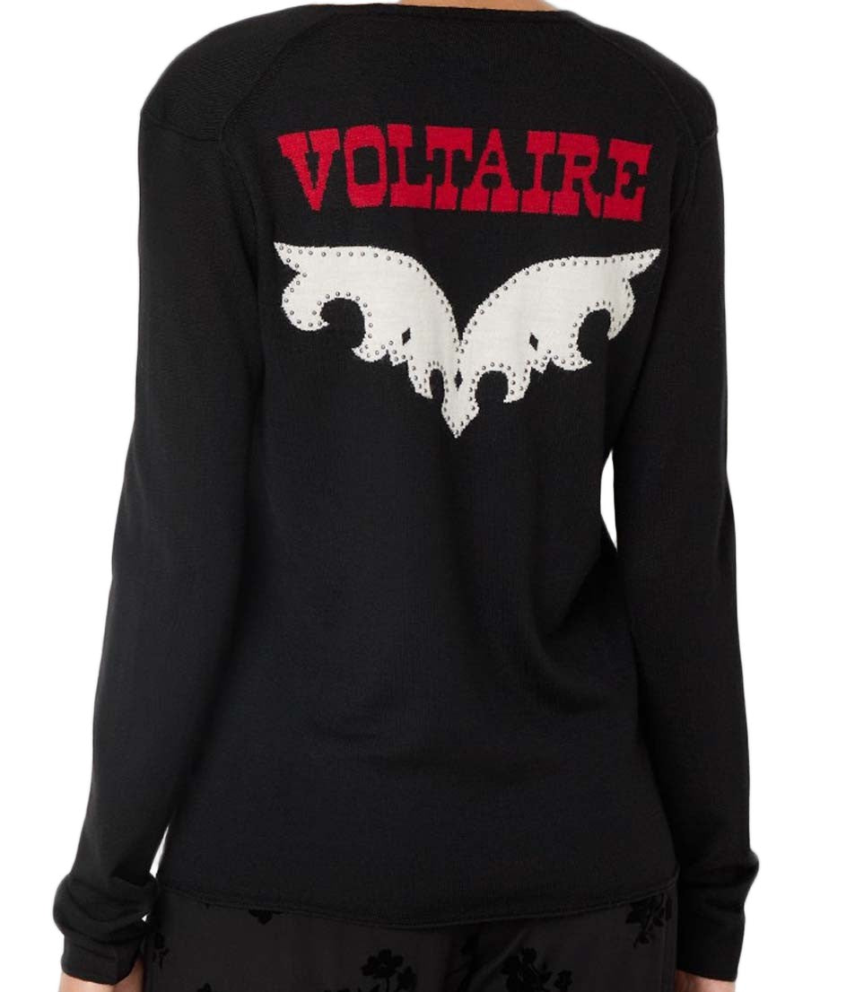 Zadig & Voltaire Elegant Black V-Neck Sweater