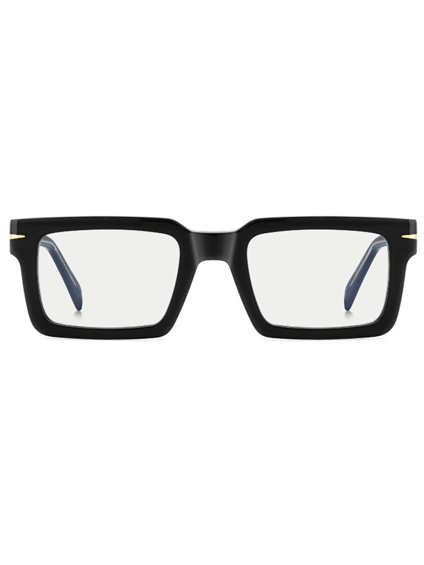 David Beckham Bold Rectangular Acetate Optical Frames With Gold Accents