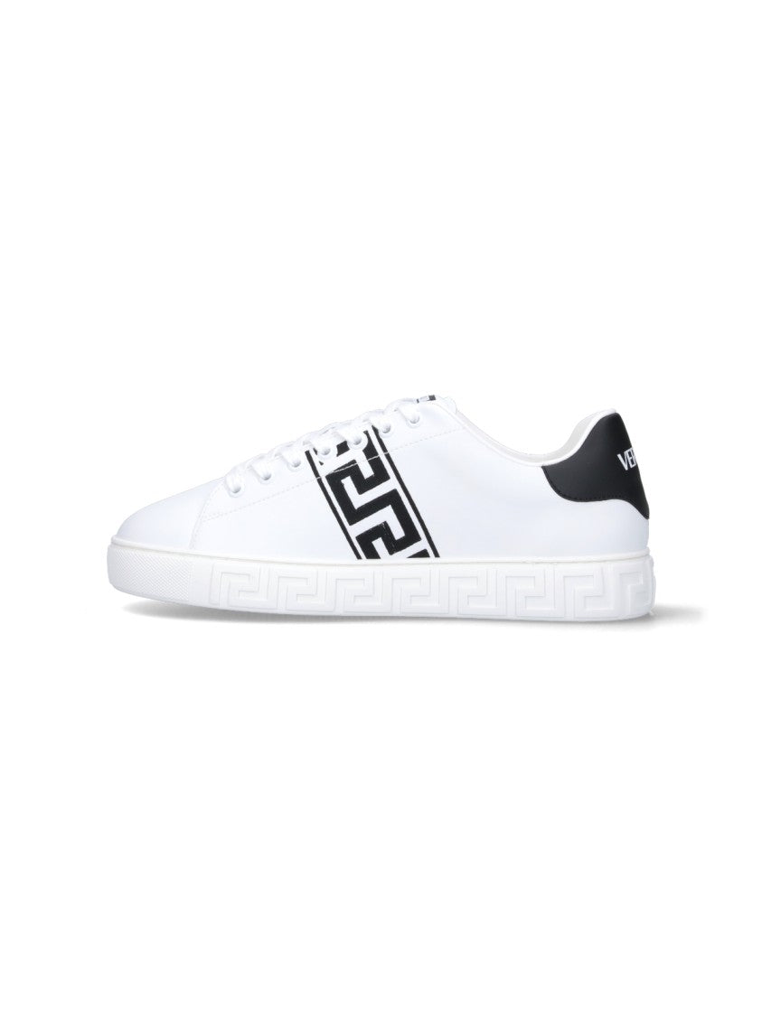 Versace 'Greca' Embroidered Sneakers – White