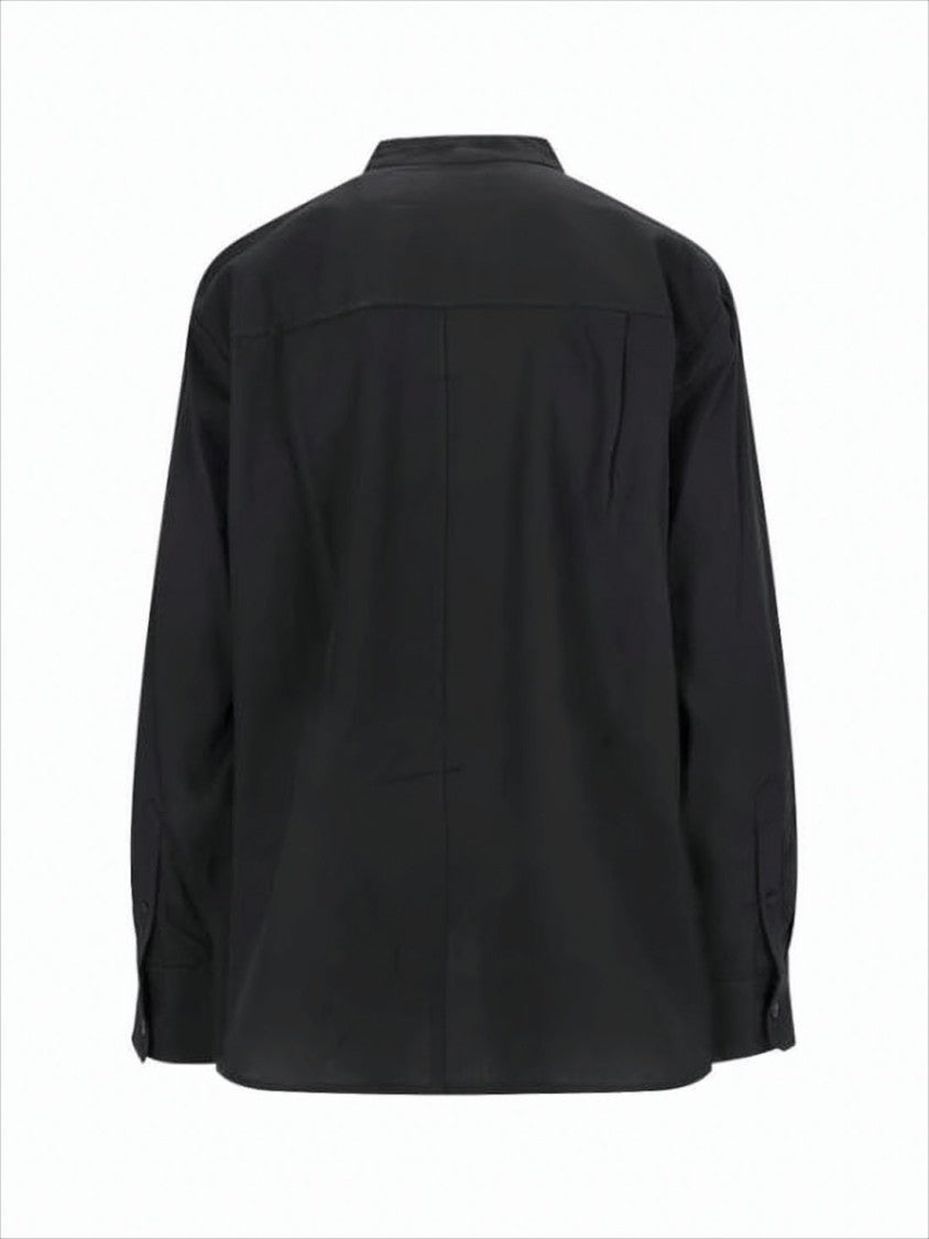 Isabel Marant Mandarin-Collared Black Blouse With Tonal Embroidery
